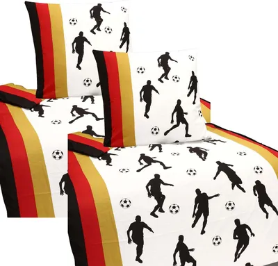 Produktbild von Mikrofaser Bettwäsche Fußball Hochwertig 2tlg. 4tlg. 135x200 80x80 weiß: 4tlg.