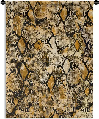 Produktbild von MuchoWow® Wandteppich Wandbehang Tierhaut - Schlange - Gold 150x200 cm Tapisserie Dekoration Wandtuch - Wandaufhängung - Moderner