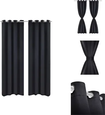 Immagine prodotto di Tende oscuranti con anelli metallici 135 x 245 cm nero oscurante - Tende e tendaggi