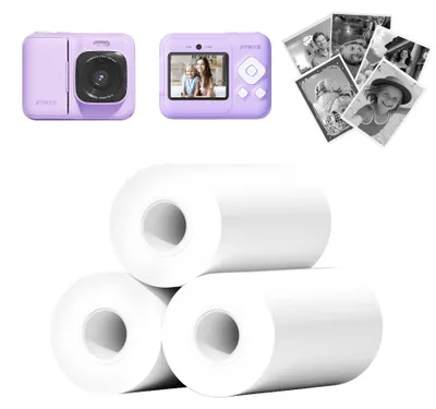 Zdjęcie produktu dla Aparat fotograficzny do natychmiastowego druku, zestaw papieru termicznego do aparatu dla dzieci, 5,6 cm x 8 m, 3 rolki