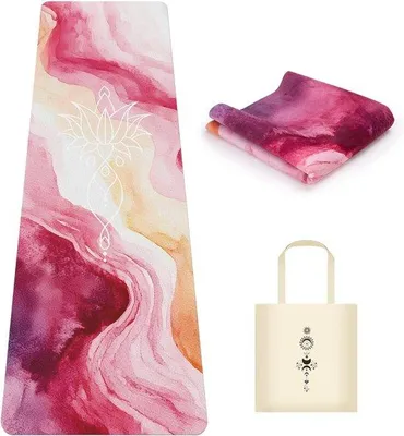 Produktbild von Faltbare Yogamatte aus Samt – Reißfeste, rutschfeste Fitnessmatte mit Tragetasche – 1,5 mm Dicke – 183 x 61 cm – Für Yoga, Pilates und Training