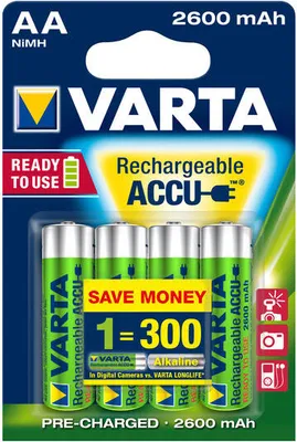 Immagine prodotto di 10X Varta 43473 Pronta all'uso AA (Mignon)/HR6 (5716) - 2600 mAh, 4 pz. Blister - Batteria ricaricabile LSD-NiMH (pronta all'uso), 1,2 V