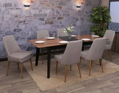 Immagine prodotto di set di 6 sedie da pranzo HWC-O27, sedia da cucina imbottita, tessuto/tessuto (280g/m²) metallo ~ grigio chiaro