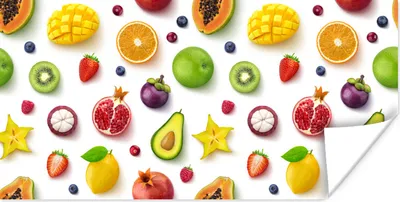 Produktbild von MuchoWow® Poster Früchte - Muster - Farben 150x75 cm - ohne Rahmen