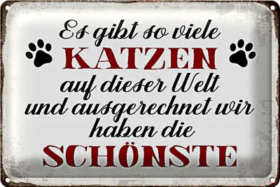 Produktbild von Blechschild Spruch 30x20cm wir haben die schönste Katze