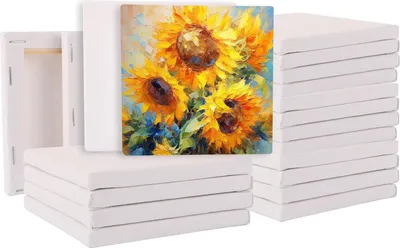 Produktbild von Mini-Leinwand 10 x 10 cm - 20 Stück - Weißes Leinwand auf Keilrahmen