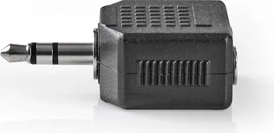 Produktbild von Nedis Stereo-Audio-Adapter - 3.5 mm Stecker - 2x 3.5 mm Buchse - Vernickelt - Gerade - ABS - Schwarz - 1 Stück - Box