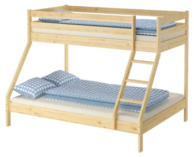 Produktbild von Doppel-Etagenbett 140x200 und 90x200 Erwachsenen-Stockbett Kiefer Zubehör wählbar V-60.19-09-14ohne Zubehör