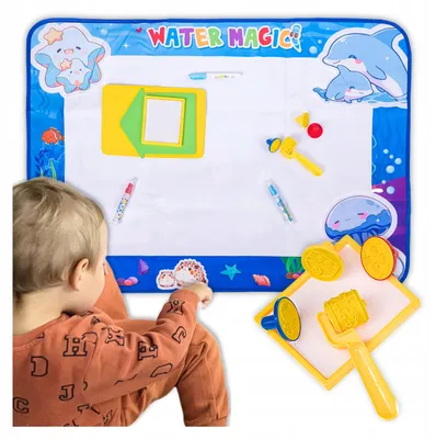 Immagine prodotto di Tavola da disegno riutilizzabile, ideale per dipingere e disegnare con l'acqua, dimensioni 100 x 74 cm, set di pennarelli per bambini