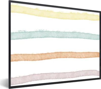 Produktbild von MuchoWow® Gerahmtes Poster Linie - Pastell - Regenbogen - Muster 80x60 cm - Poster mit Schwarzem Bilderrahmen Wandposter Rahmen Foto Bilder - Schwarzem - Mit Gestell