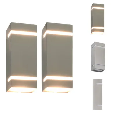 Immagine prodotto di vidaXL Luci da parete per esterni 2 pezzi 35 W argento rettangolare - Illuminazione per esterni