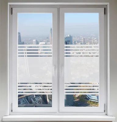 Produktbild von INDIGOS UG Folie für Duschkabine Bad Fensterfolie Dusche Glasdekorfolie Sichtschutzfolie Streifendesign satiniert blickdicht ORACAL® - 1200mm Breite x 500mm Höhe