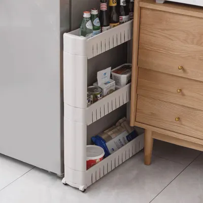 Produktbild von 2er-Set Ausziehbares Zwischenregal mit Rollen 3 Reihen Büro Bad Küche - 54*12*71cm