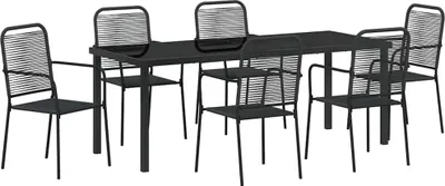 Imagen del producto de vidaXL Juego de mesa y sillas para jardín, 7 piezas, acero con recubrimiento de polvo, color