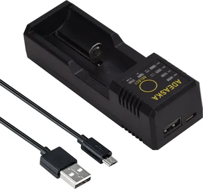 Produktbild von ADEASKA LED Display USB Smart Charger 18650 Batterie für 26650 16340 RCR123 14500 Ni-MH Ni-Cd Aufladbares Schwarz