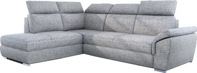 Produktbild von Großes Multifunktionssofa, Ecksofa, Ecksofa mit Schlaffunktion, Bettsofa mit Bettzeugablage, klassischer Stil, L-förmiges Sofa moderne Inneneinrichtung, Ottomane links oder rechts steinwandverstellbare Kopfstützen, hoher Nutzungskomfort  - Ecksofa DEMAR Helgrau (Ottomane Links Berlin 01)