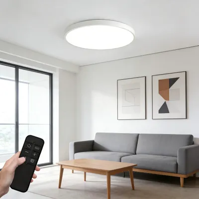 Produktbild von 72W LED Deckenleuchte Dimmbar Flach Rund Ø58cm weiß Deckenlampe mit Fernbedienung 3000K-6500K Warmweiß Kaltweiß Tageslicht Lampe für Schlafzimmer
