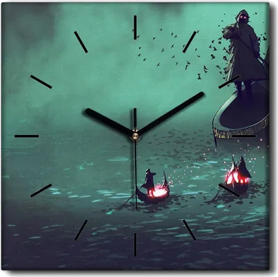 Produktbild von Coloray Uhr auf Leinwand 30x30 cm Wand Uhr Dekoration Wohnzimmer Segeltuch schwarze Hände -Horrorbootkunst