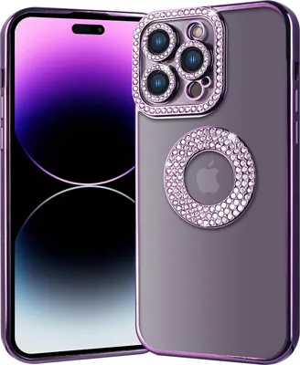 Produktbild von Wörleonline iPhone 14 Pro Max Hülle Handyhülle mit Glitzer Diamanten TPU Case Cover, Dunkellila