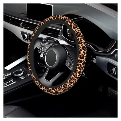 Produktbild von Lenkradbezug mit Leopardenmuster für Auto, Neopren Universal 38cm/ 15 Zoll rutschfester Lenkradbezug, Autozubehör Lenkradschutz für Frauen und Männer