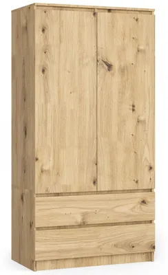 Image de Armoire S90 90 cm, penderie à 2 portes et 2 tiroirs, hauteur 180 cm, CLP