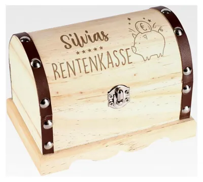 Produktbild von Personalisierte Schatztruhe als Geschenk zur Rente, ideale Verpackung für Geldgeschenke (S)