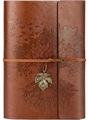 Image de Cahier journal A5 en simili cuir marron, rechargeable, avec 160 pages vierges