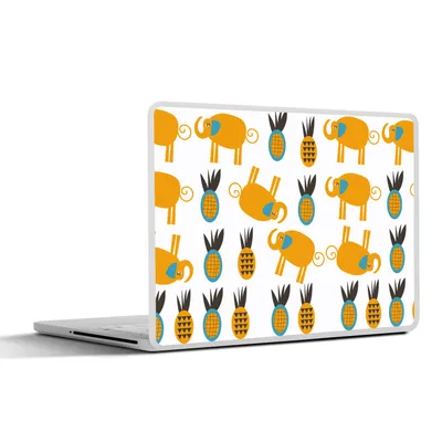 Produktbild von MuchoWow® Laptop Aufkleber Sticker Cover Elefant - Ananas - Gelb - Muster 36.5x27.5 cm - Laptop-Sticker