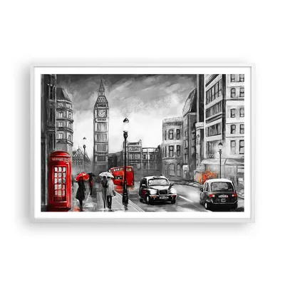 Produktbild von Gerahmtes Poster - Weißer Rahmen - London Bus - 100x70 cm - Wand Bild - Wanddeko - Wandbilder - Kunstposter - Wandposter - Bilderrahmen - Bilder - Kunstdruck - Wandbild - P2WAA100x70-3939