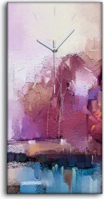 Produktbild von Leinwand Uhr Küche Wohnzimmer Bild 30x60 Malerei Wald Bäume Wasser Abstrakte - weiße Hände