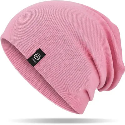 Immagine prodotto di Berretto da donna e da uomo, in cotone, color rosa, sottile, lavorato a maglia