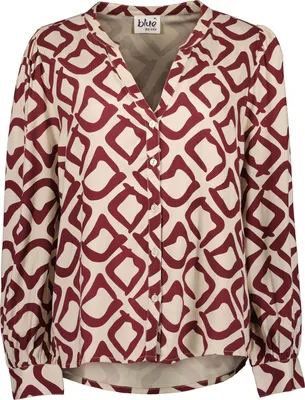 Produktbild von Blue Seven Damen Bluse mit Henley-Ausschnitt und Knopfleiste - Damenbluse mit Allover-Print in Kiesel Größe 38