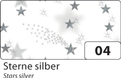 Produktbild von folia 88104 Transparentpapier 115 g/m², 50,5x70cm, Sterne, silber (5 Rollen)