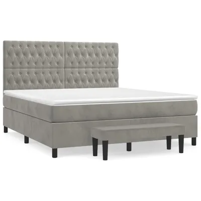 Zdjęcie produktu dla vidaXL Łóżko sprężynowe z materacem jasnoszare 180x200 cm aksamitne