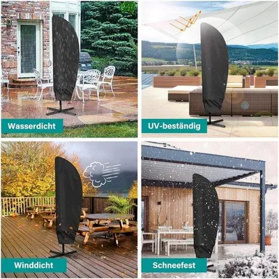 Productafbeelding van Famanu beschermhoes voor parasols, 265 x 40/70/50 cm - Waterdicht en duurzaam