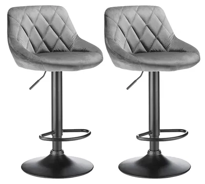 Image de Ensemble de 2 tabourets de bar pivotants avec dossier, revêtus en velours