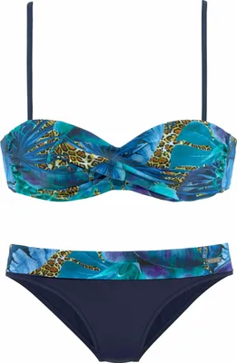 Produktbild von LASCANA Bügel-Bandeau-Bikini blau-bedruckt Größe 32 Cup A