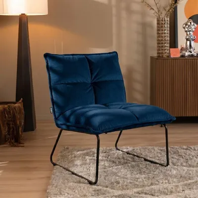 Produktbild von Bronx71 Samt Sessel Malaga modern blau