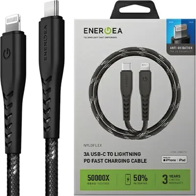 Immagine prodotto di Energea Nyloflex Cavo Usb-C - Lightning C94 Mfi 3M Nero/Nero