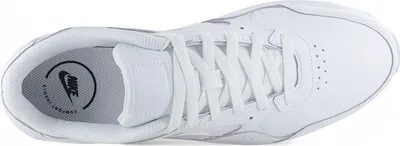A top-down view of a white Nike sneaker.