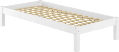 Produktbild von Weisses Futonbett ohne Kopfteil Kiefer massiv 90x200 Bettgestell Zubehör wählbar V-60.35-09WFederleisten