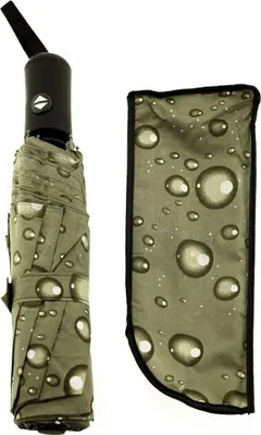 Image de Parapluie de poche élégant avec housse de protection et design goutte de pluie - compact & robuste Vert