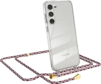 Produktbild von EAZY CASE Handykette kompatibel mit Samsung Galaxy S23 Plus, Handyhülle mit Umhängeband, Handykordel, Schutzhülle Clear, Band in Rot