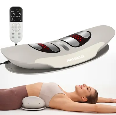 Productafbeelding van Elektrische rugmassageapparaat, lumbale massageapparaat met dynamische luchtkussenfunctie, warmtefunctie, vibrerende massageapparaat, infrarood massageapparaat voor rugpijn