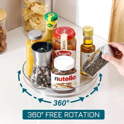 Obrázok produktu pre 360° otočný stojan na koreniny – 27 cm + 23,5 cm – biely organizér