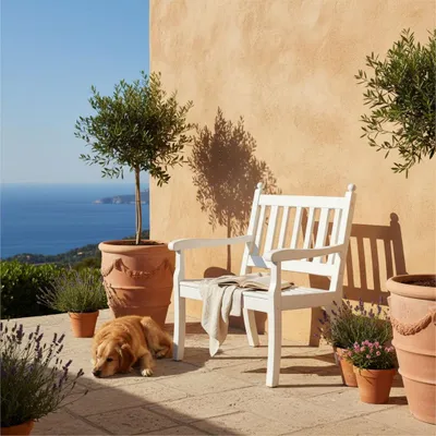 Produktbild von Gartenbank Aruba | 1-Sitzer | Weiß | HxBxT 88x68x69cm | Witterungs- & UV-beständiger Kunststoff | Parkbank Sitzbank Außenbereich Garten Balkon Terrasse
