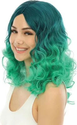 Produktbild von Luxus Tye-Dye Perücke für Damen grün - Einheitsgröße