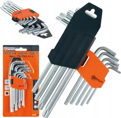 Image de jeu de 9 clés Allen TORX Т10-Т50 Cr-V Polax