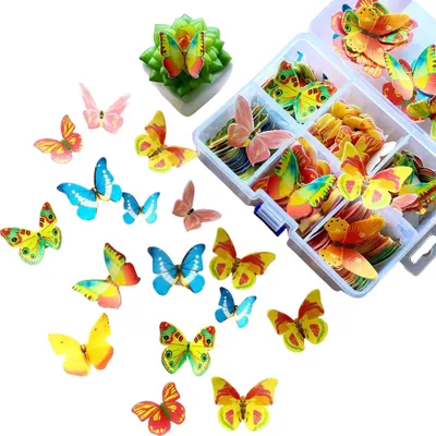 Produktbild von CANDeal 360 kusov motýľ dekorácie torty jedlé torty toppers roztomilé oblátky papier 3D motýle torta topper dekorácie pre cupcakes svadobné torty