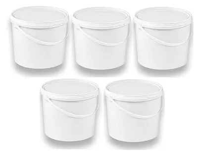Produktbild von SILPLAST Eimer mit Deckel 10L x 5 Kunststoffeimer 10 Liter lebensmittelecht stapelbar Plastikeimer leer Weiß